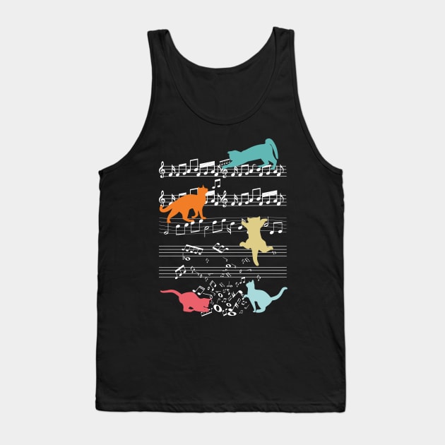 Cats Playing With Music Notes Tank Top by DigitalNerd